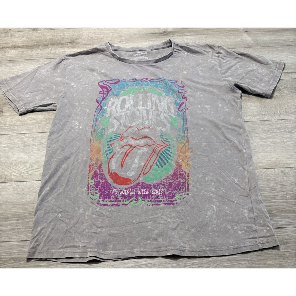 The Rolling Stones '78 World Tour Tie Dye Short Sleeves T Shirt Brown Gray M